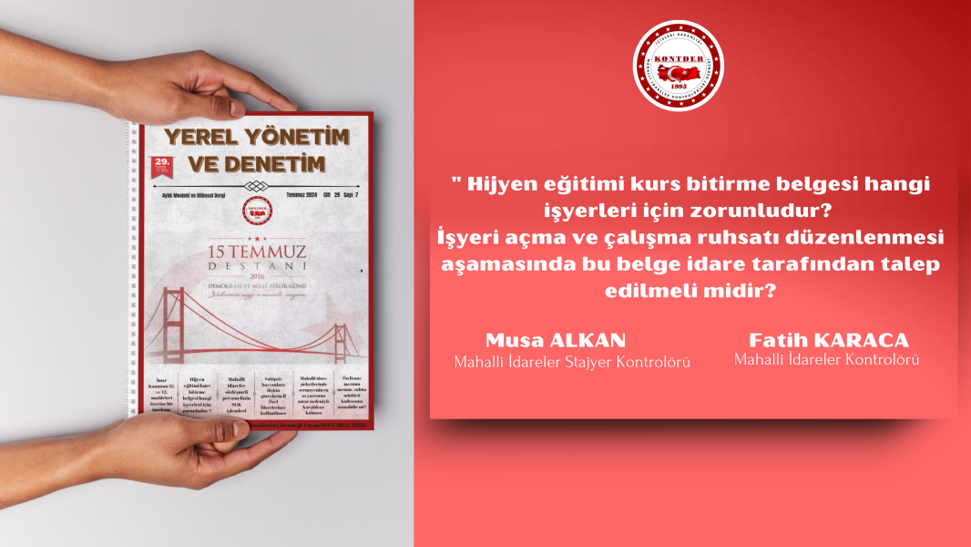 Hijyen Eğitimi Kurs Bitirme Belgesinin Zorunlu Olduğu İşyerleri